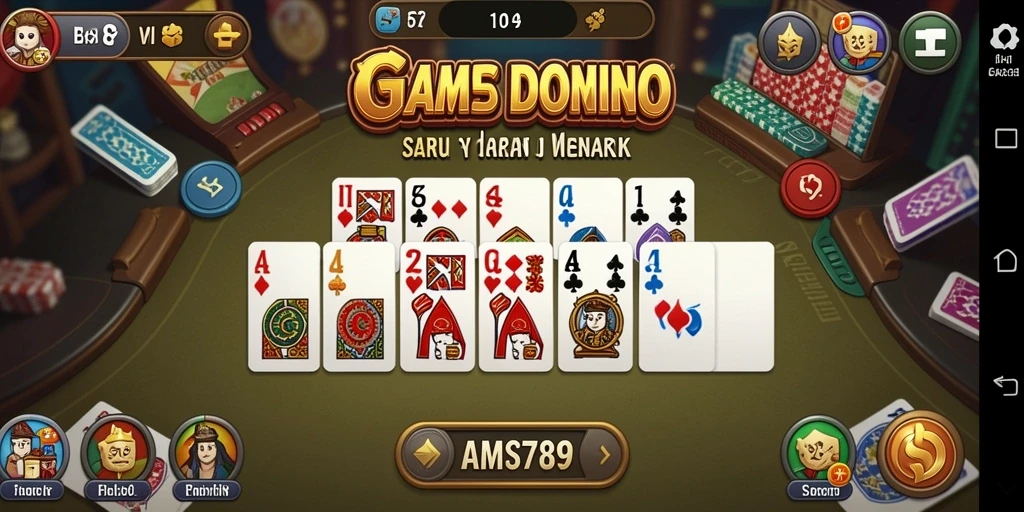 Screenshot utama AMS789 menampilkan gameplay domino yang seru.