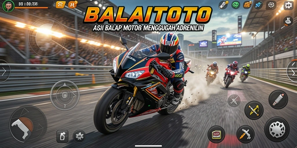 Tampilan gameplay balapan motor yang mendebarkan dalam BALAITOTO.