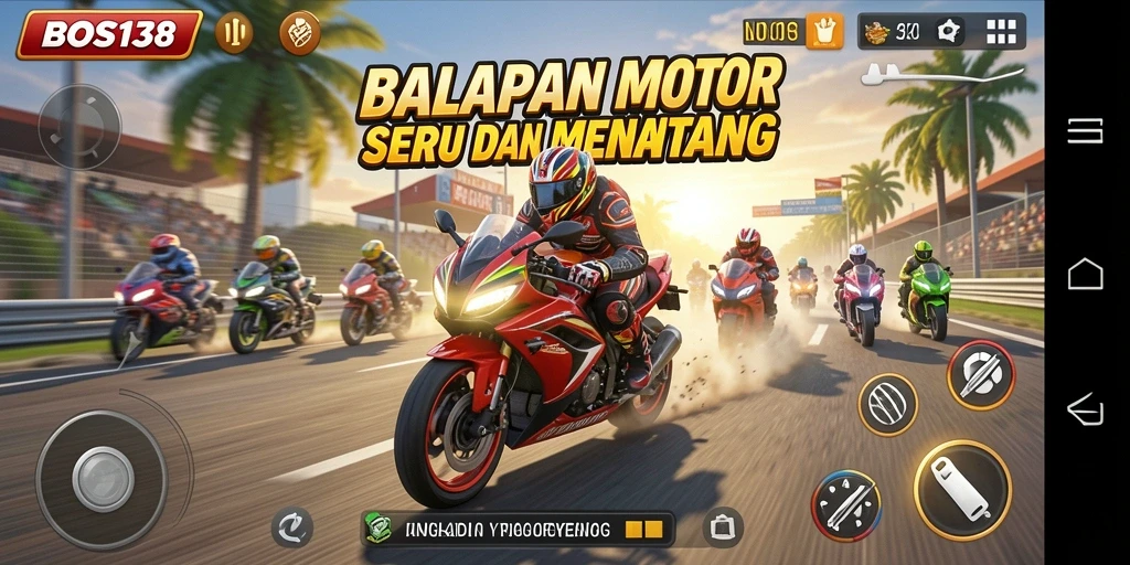 Menampilkan gameplay seru balapan motor di trek yang menantang.