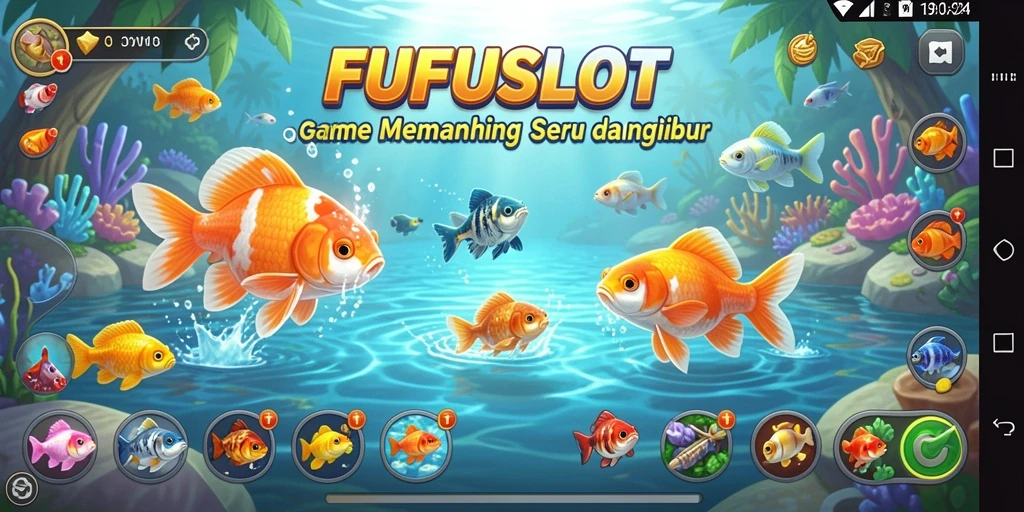 Gameplay FUFUSLOT dengan ikan yang beragam dan grafik realistis.