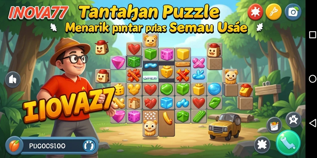 Screenshot gameplay INOVA77 menampilkan tantangan puzzle yang menarik.