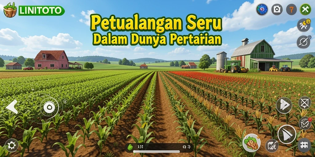 Screenshot gameplay LINITOTO yang menunjukkan petani merawat tanaman.