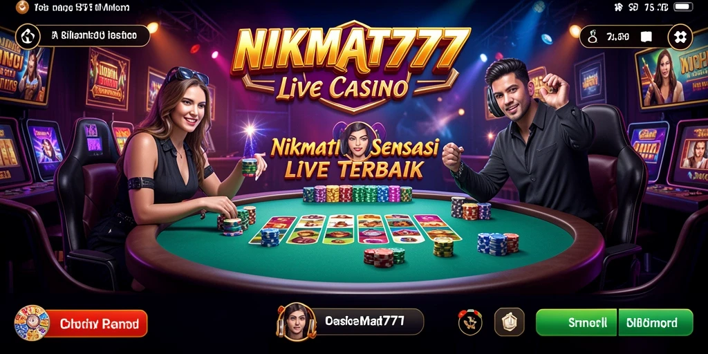 Tampilan utama gameplay NIKMAT777 dengan dealer live yang interaktif.