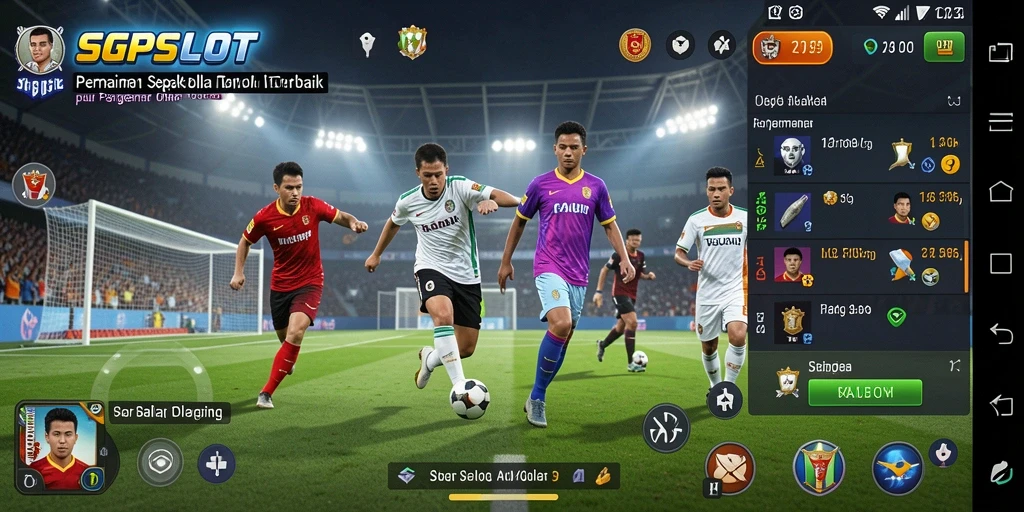 Screenshot utama gameplay SGPSLOT dengan aksi seru sepak bola.