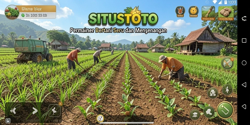 Screenshot gameplay SITUSTOTO yang menunjukkan aktivitas bertani yang menyenangkan.