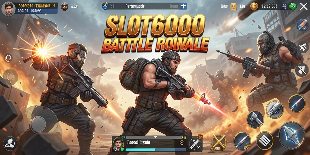 Tampilan gameplay SLOT6000 yang seru dan menegangkan dalam arena Battle Royale.