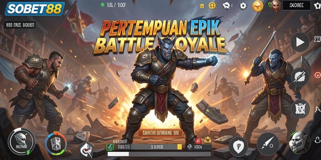Tampilan gameplay mendebarkan dari SOBET88 dalam pertempuran Battle Royale.