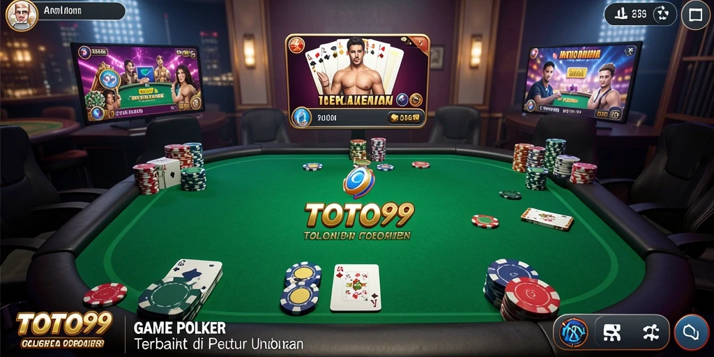 Screenshot gameplay TOTO99 dengan pemain yang bersaing di meja poker.