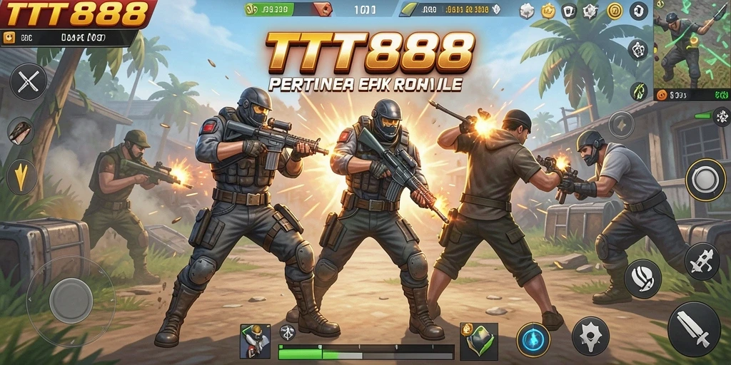 Tampilan seru gameplay TTT888 dalam pertempuran Battle Royale.