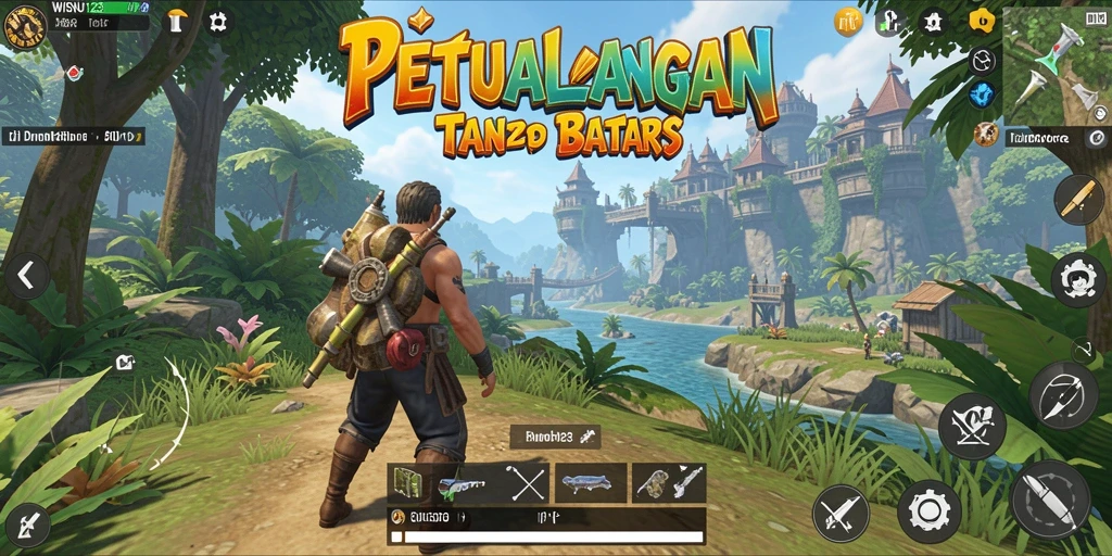 Screenshot gameplay menunjukkan eksplorasi dunia terbuka yang luas di WISNU123.